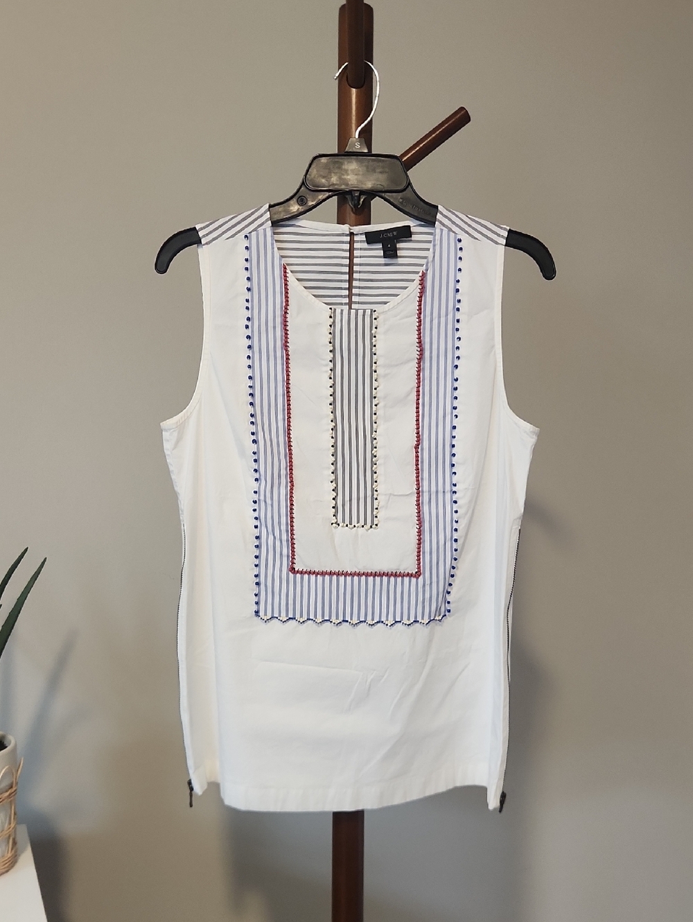 J Crew Beaded Sleeveless Zippered Top